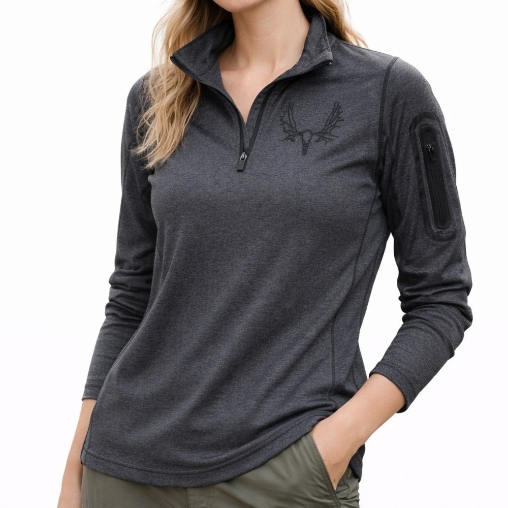 Alaskin Wild Gear Quarter Zip Pullover Womens S Gray Embroidered Hiking Outdoors